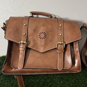 Elegant Brown Leather Satchel ecosusi